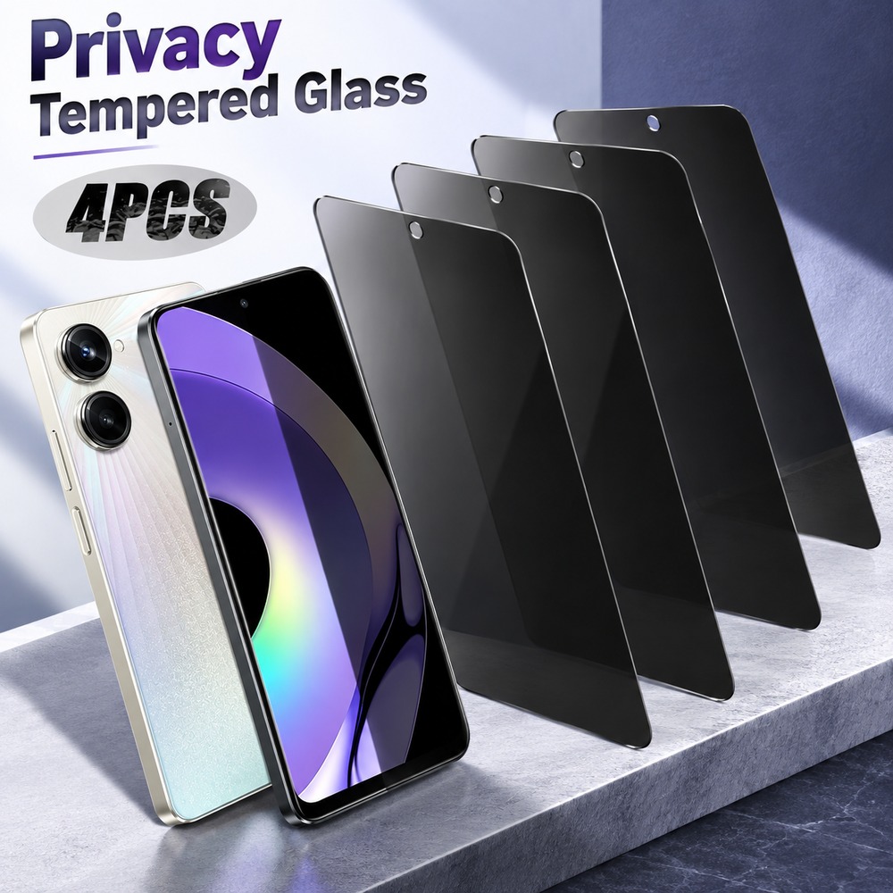 Realme C67 - 4 قطع من الزجاج المقوى المضاد